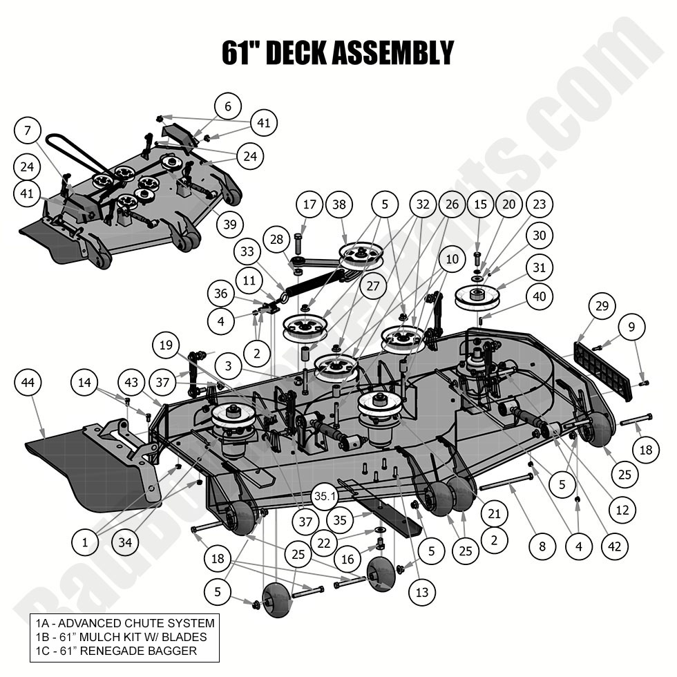 1970 - Bad Boy Mower Parts Lookup > 2019 > Renegade - Gas > 61\" Deck Assembly